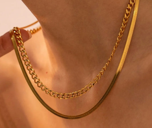 Chain & Herringbone Necklace