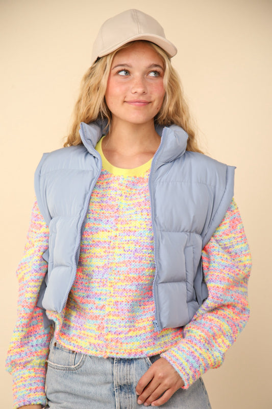 Snow Day Puffer Vest (Blue & Black)