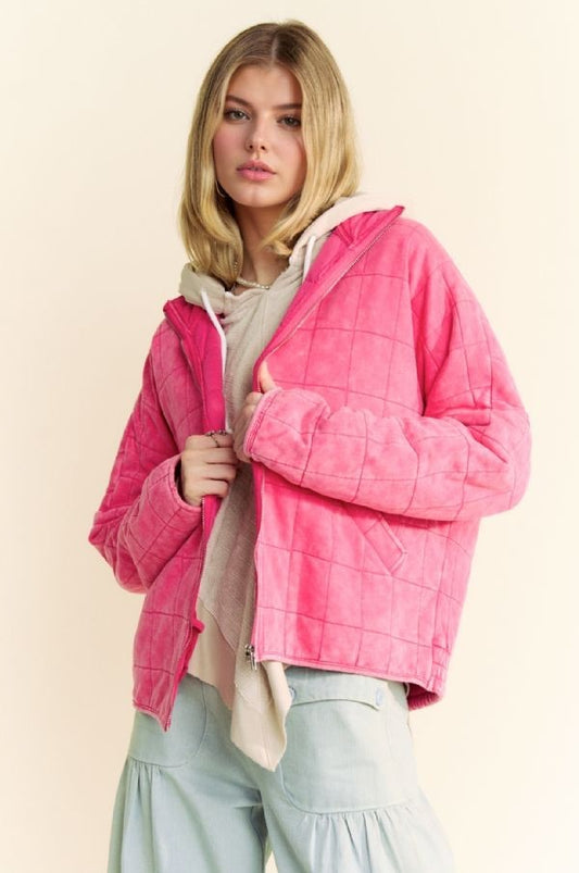 Cotton Candy Quilted Jacket (Pink, Denim Blue)