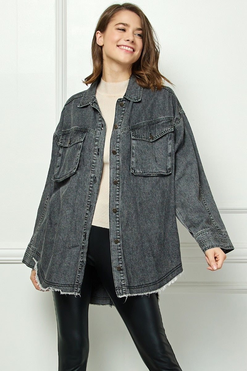 Lucia Black Wash Denim Shacket