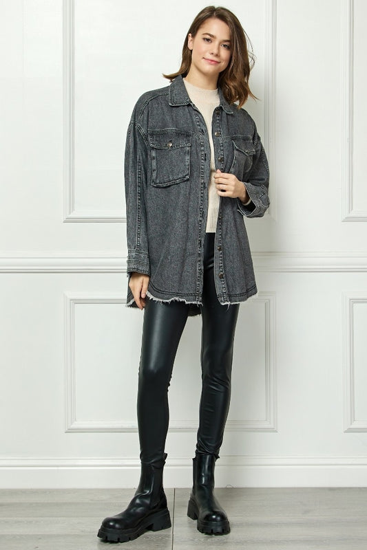 Lucia Black Wash Denim Shacket