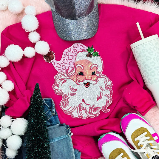 Pink Santa Sequin Sweatshirt